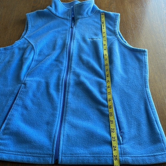Columbia Fleece Zip Up Vest Zipper Front Pockets Sky Blue Size 1X Collared - Picture 8 of 13
